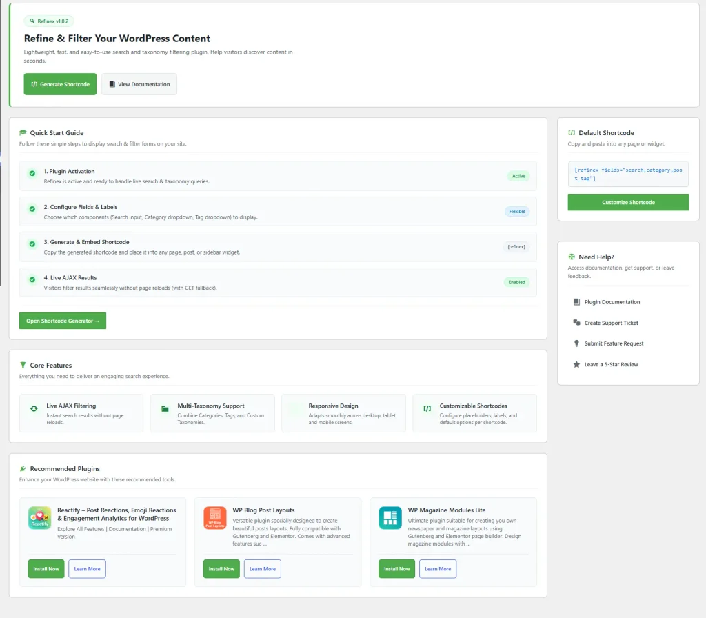 RefineX dashboard