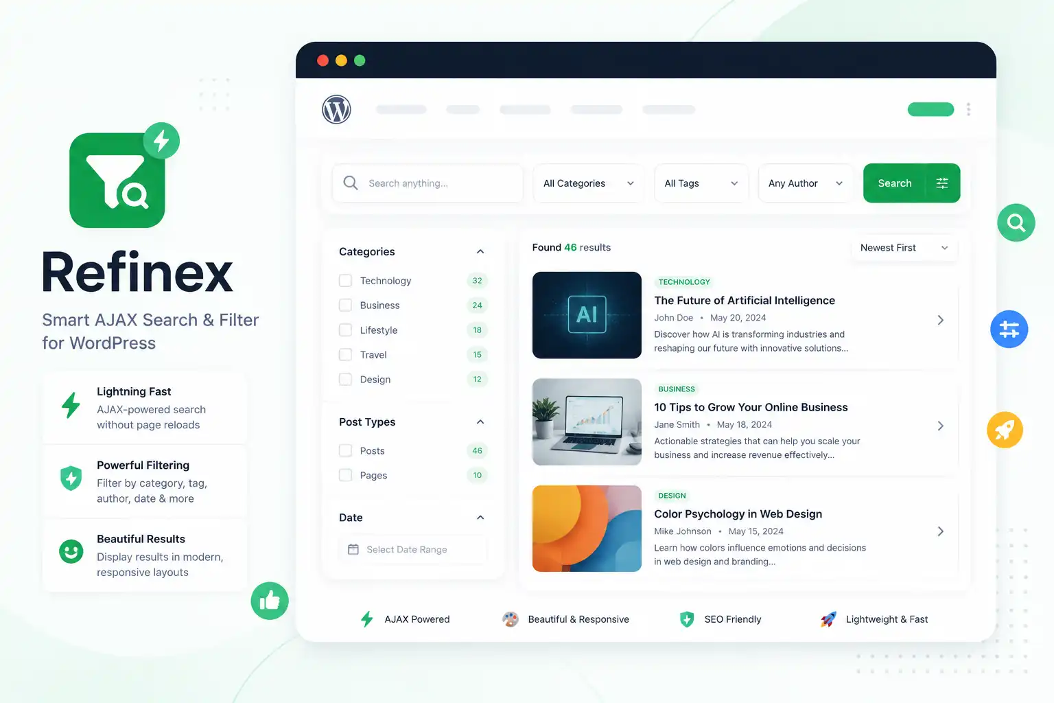Refinex - Instant Live Search & Content Filtering for WordPress